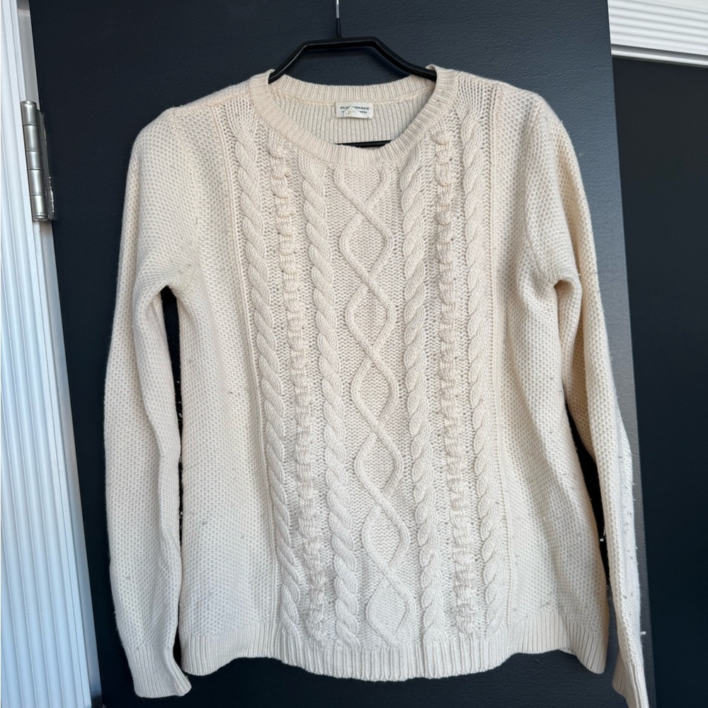 CLUB MONACO Women's Light Pink Cashmere Cable Knit Sweater, Size S